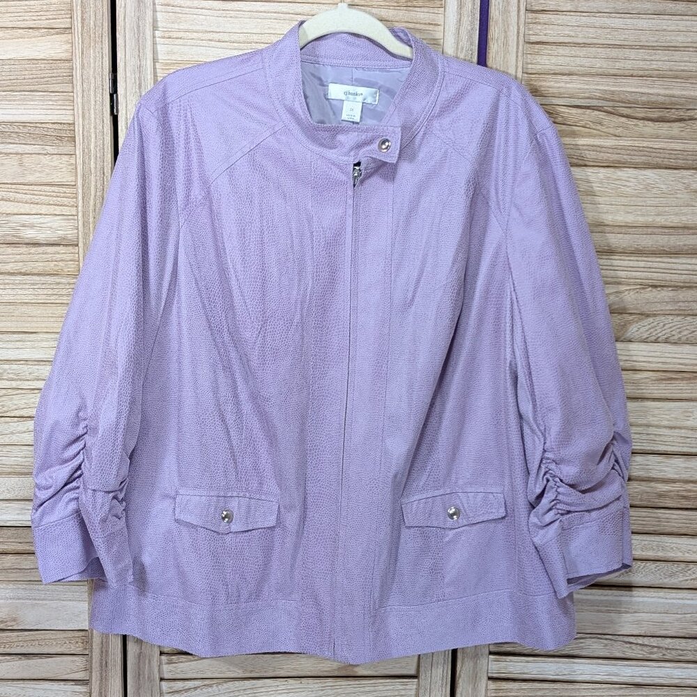CJ Banks Faux Suede Jacket with Ruched Sleeves Size 2X